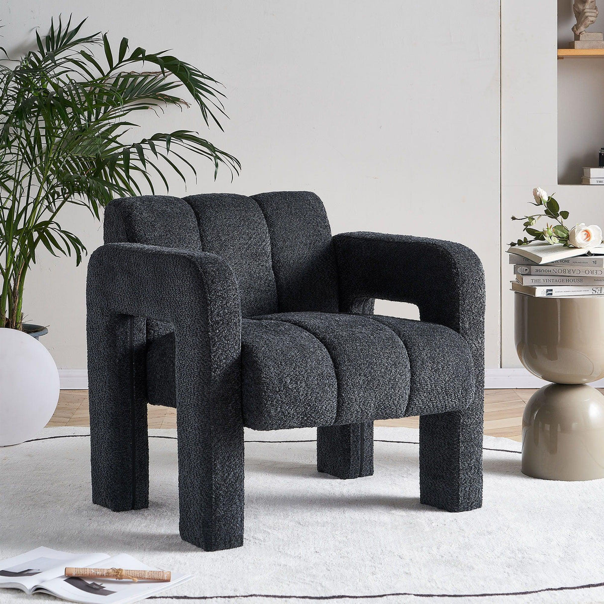 31.10" Boucle Upholstered Accent Chair - Furniture Home Direct