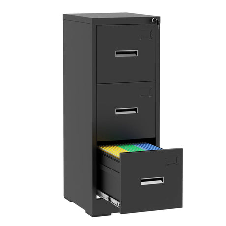 Modern Drawer Metal Vertical File Cabinet With Lock And Card Slot For Office - Furniture Home Direct