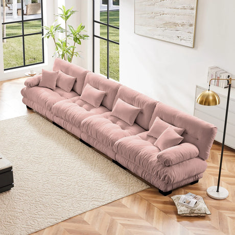 Chenille Sofa - Pink - Furniture Home Direct