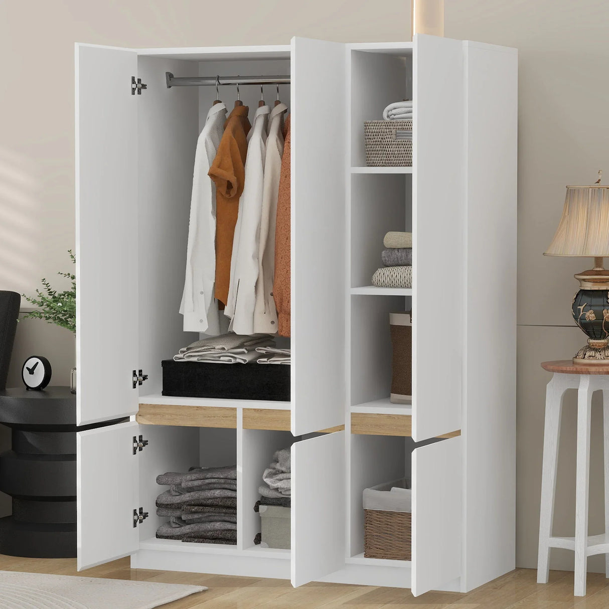 6 Doors Wardrobe Storage For Bedroom - Furniture Home Direct