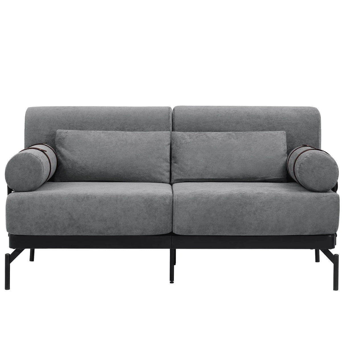Modern Loveseat Sofa 2 Seater With USB Ports, Cylindrical Armrests - Furniture Home Direct