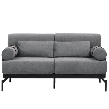 Modern Loveseat Sofa 2 Seater With USB Ports, Cylindrical Armrests - Furniture Home Direct