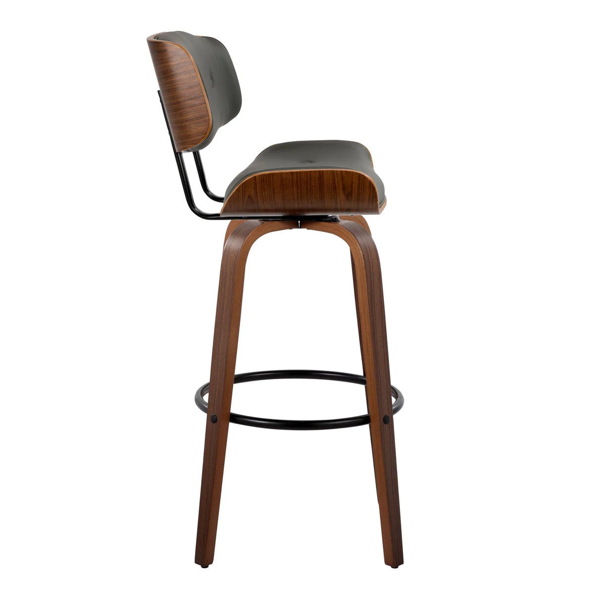 Lombardi - Mid-Century Modern Fixed Height Barstool With Swivel With Round Footrest (Set of 2) - Furniture Home Direct