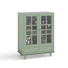 Minimalist Buffet Cabinet With Double Glass Doors And Drawer - Furniture Home Direct
