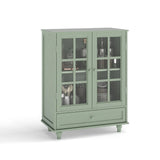 Minimalist Buffet Cabinet With Double Glass Doors And Drawer - Furniture Home Direct
