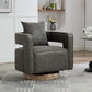 Swivel Accent Open Back Barrel Chair With Weathered Base - Furniture Home Direct