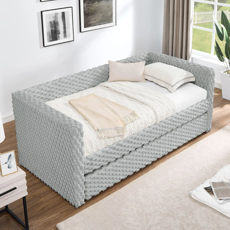 Modern Twin Size Daybed Upholstered Sofa Bed With Pull Out Feature - Dark Gray - Furniture Home Direct