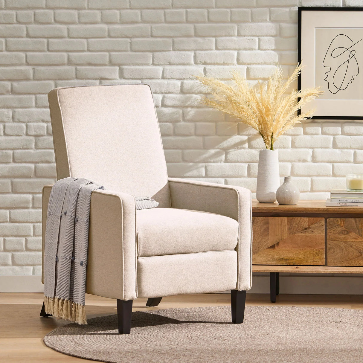 Minimalist Design Fabric Push Back Chair