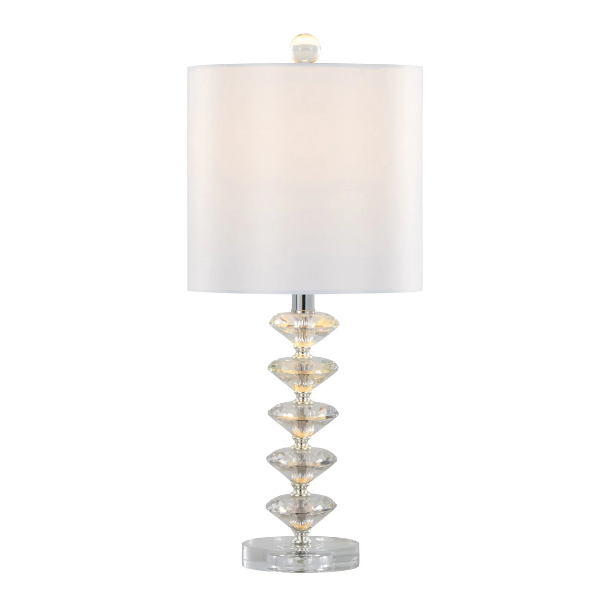 Diamond - Stacked Contemporary Crystal Table Lamp (Set of 2) - Clear / Off White / Chrome - Furniture Home Direct