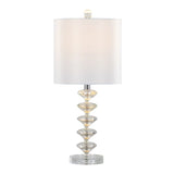 Diamond - Stacked Contemporary Crystal Table Lamp (Set of 2) - Clear / Off White / Chrome - Furniture Home Direct