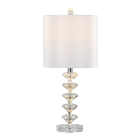 Diamond - Stacked Contemporary Crystal Table Lamp (Set of 2) - Clear / Off White / Chrome - Furniture Home Direct