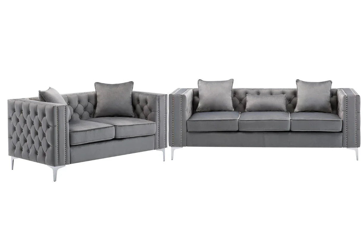 Lorreto - Velvet Fabric Living Room Set - Furniture Home Direct