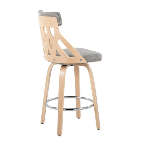 York - Mid-Century Modern Counter Stool - Natural / Light Gray - Furniture Home Direct