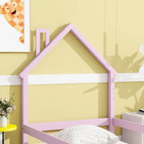 Wood Bed With House Shaped Headboard Floor Bed With Fences - Furniture Home Direct