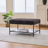 Upholstered Ottoman Coffee Table Foot Rest With Open Storage - Furniture Home Direct