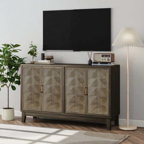 Vintage Sideboard Buffet Cabinet With Storage, Large Accent Cabinet Sideboard With 4 Doors, Storage Cabinet With Storage Console Table, For Kitchen Dinning Room Living Room Hallway Or Entryway - Brown - Furniture Home Direct
