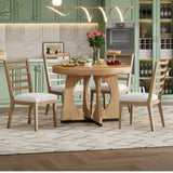 Dining Set Round Wood Table With Ladder Back Chairs Natural - Furniture Home Direct