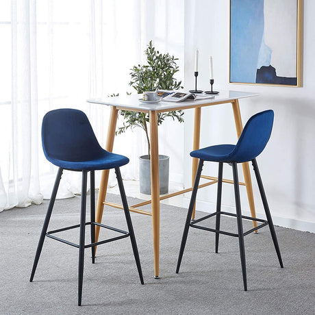 Velvet Barstool With Back (Set of 2) - Furniture Home Direct
