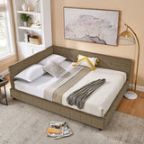 Mid-Century Storage Upholstered Tufted Bed Frame With Backrest And Armrests - Furniture Home Direct