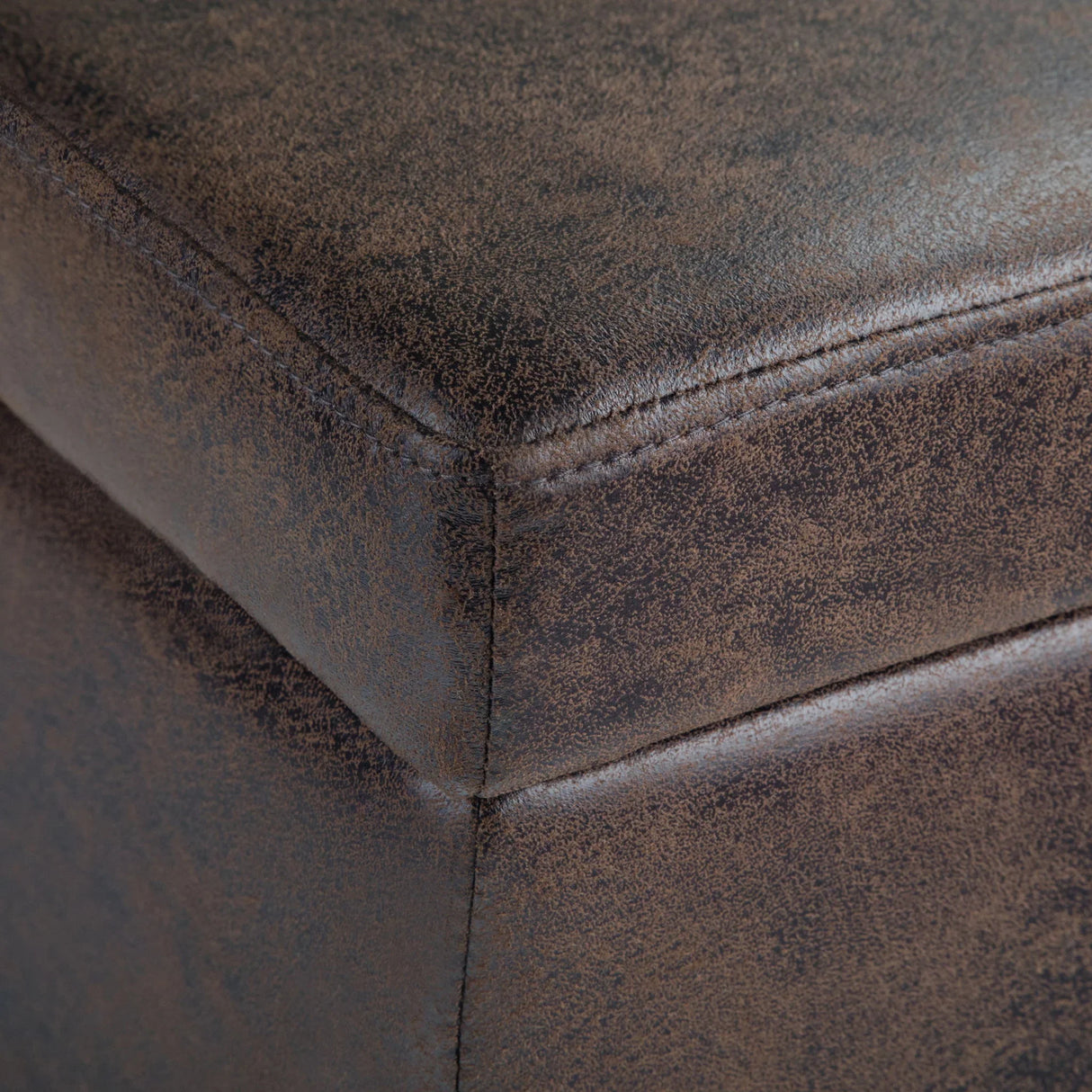 Avalon - Storage Ottoman Bench - Distressed Brown - Furniture Home Direct