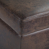 Avalon - Storage Ottoman Bench - Distressed Brown - Furniture Home Direct