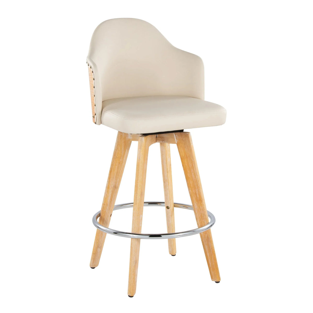 Ahoy - Contemporary Fixed Height Counter Stool & Round Footrest (Set of 2) - Furniture Home Direct