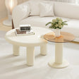 Nesting Coffee Tables Modern Round MDF Glass Beige Amber - Furniture Home Direct