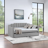 Daybed With Trundle Velvet Contemporary Twin Size Grey - Furniture Home Direct