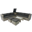 8 Piece Patio Sectional Wicker Rattan Outdoor Furniture Sof Set With One Storage Box Under Seat And Cushion Box - Gray / Black - Furniture Home Direct