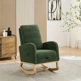 High Back Glider Rocking Chair With Retractable Footrest And Rubber Wood Legs - Furniture Home Direct