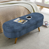 Modern Ottoman Oval Storage Bench With Rubber Wood Legs - Furniture Home Direct