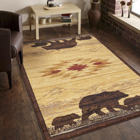 Nature's Nest - 5'3" X 7'3" Lodge Area Rug - Multi / Beige - Furniture Home Direct