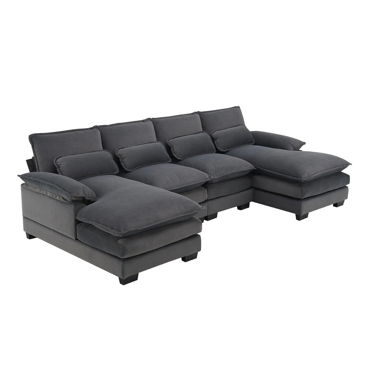 Modern U-Shaped Sectional Sofa With Waist Pillows, 6 Seat Upholstered Symmetrical Sofa Furniture, Sleeper Sofa Couch With Chaise Lounge For Living Room - Furniture Home Direct