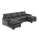 Modern U-Shaped Sectional Sofa With Waist Pillows, 6 Seat Upholstered Symmetrical Sofa Furniture, Sleeper Sofa Couch With Chaise Lounge For Living Room - Furniture Home Direct