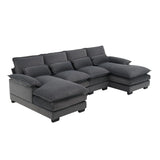 Modern U-Shaped Sectional Sofa With Waist Pillows, 6 Seat Upholstered Symmetrical Sofa Furniture, Sleeper Sofa Couch With Chaise Lounge For Living Room - Furniture Home Direct