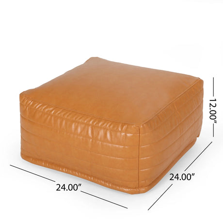 Bambo - Rectangle Pouf Ottoman Floor Cushion - Caramel - Furniture Home Direct