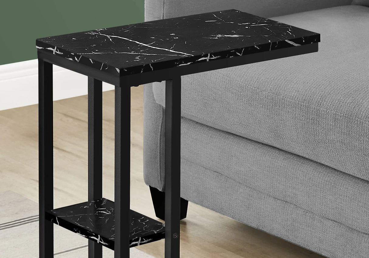 Accent Table, C - Shaped, Marble Look Contemporary & Modern Convenient Design - Furniture Home Direct