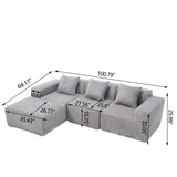 L - Shape Modern Minimalist Modular Sectional Sofa, Upholstered Cloud Couch With Deep Seats - Furniture Home Direct