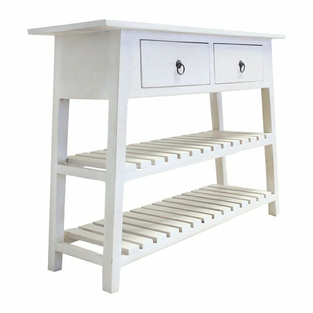 Mahogany Wood Console Table - Natural / White - Furniture Home Direct