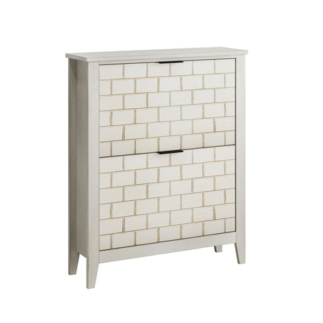 Retro Shoe Storage Cabinet, Mid Century Vintage Freestanding With 2 Flip Drawers, Suitable For Entryway - Retro White / White / Vintage - Furniture Home Direct