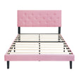 Modern Upholstered Platform Bed Frame With Button Tufted Linen Fabric Headboard - Furniture Home Direct