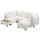U-Shaped Sectional Modular Sofa With A Movable Ottoman, A Coffee Table With Hidden Charging Devices For Living Room - Furniture Home Direct