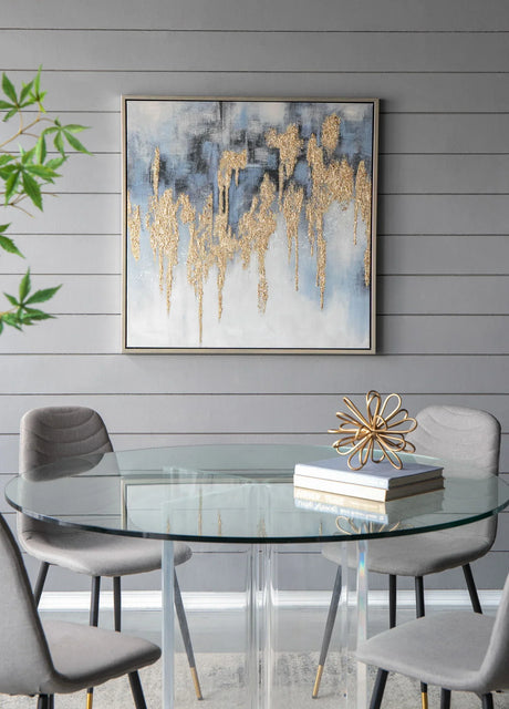 Modern Oil Painting, Square Framed Wall Art For Living Room Dining Room Office - Multicolor - Furniture Home Direct