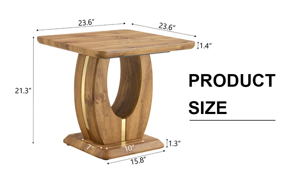 End Table Square Wood Grain With Curved Base Walnut - Furniture Home Direct
