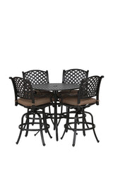 Round 41.97" Long Bar Height Dining Set With Cushions - Furniture Home Direct