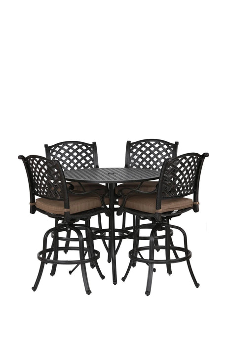 Round 41.97" Long Bar Height Dining Set With Cushions - Furniture Home Direct
