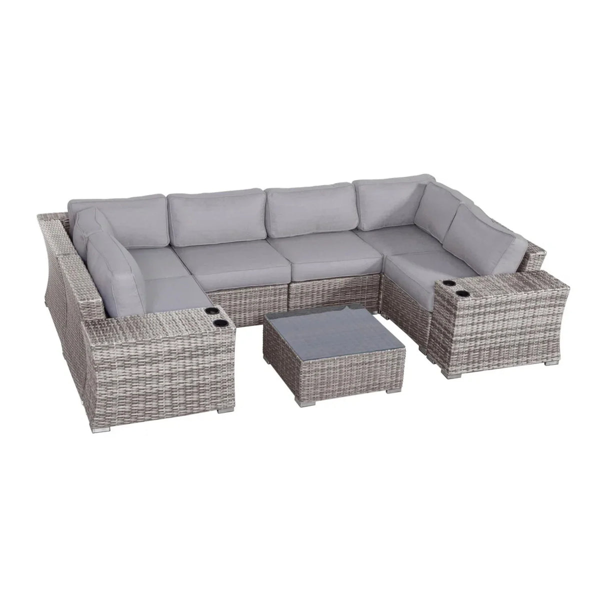 4 Person Patio Seating Set With Cushions, All Weather - Gray - Furniture Home Direct
