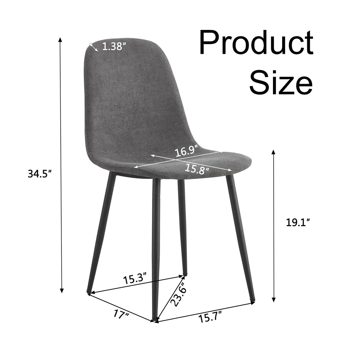 Modern Medieval Style Cushioned Side Chairs Set With Black Metal Legs For Kitchens - Furniture Home Direct