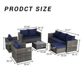 6 Piece Patio Wicker Set With Glass Table - Furniture Home Direct