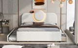 Queen Bed Upholstered Platform With Storage Drawers White - Furniture Home Direct